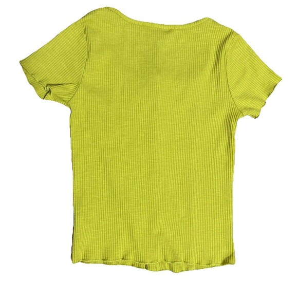 Art Class Girls Yellow Lime Green Ribbed Short Sleeve Bottom Up Top  Med 7/8 - Picture 2 of 6